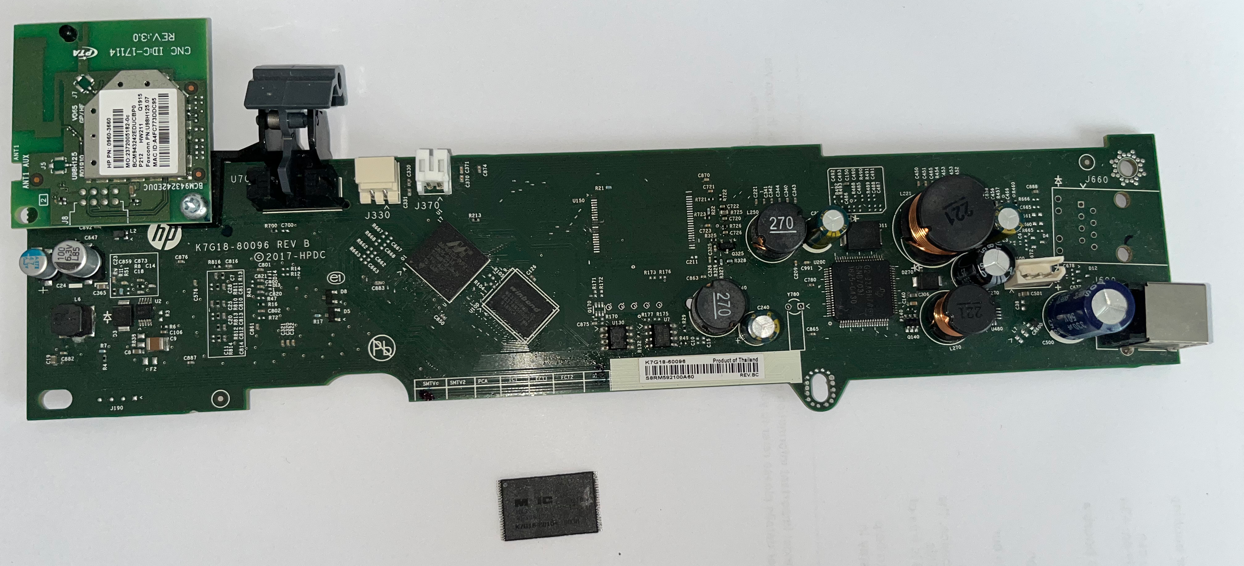 HP Envy Foto 6232 mainboard with detached memory chip
